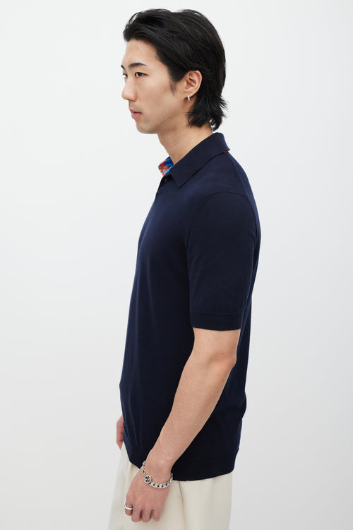 Jil Sander Navy 
Multicolour Knit Polo