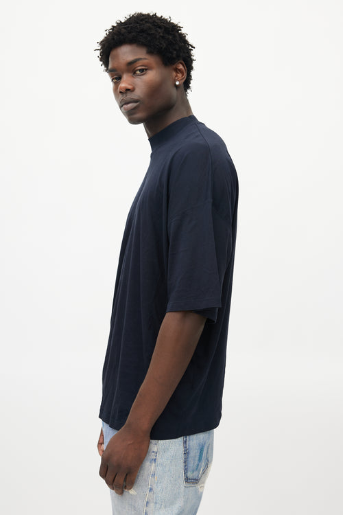 Jil Sander Navy Oversized Mock Neck T-Shirt