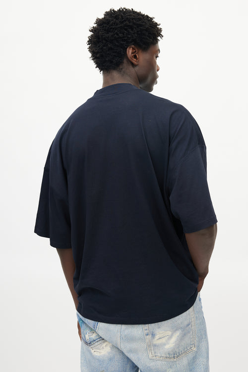 Jil Sander Navy Oversized Mock Neck T-Shirt