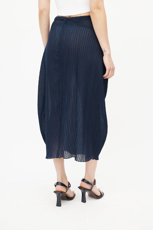 Jil Sander Navy Plissé Midi Skirt