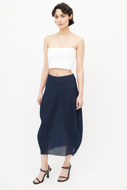 Jil Sander Navy Plissé Midi Skirt