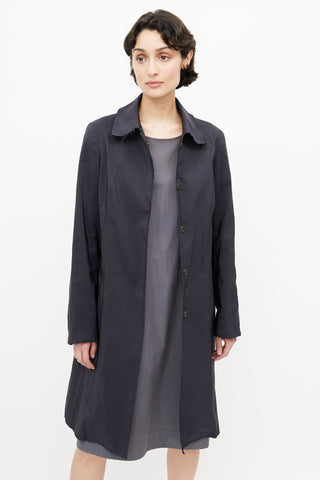 Jil Sander Navy Silk Lightweight Coat