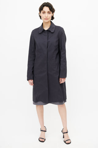 Jil Sander Navy Silk Lightweight Coat