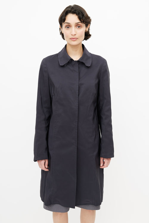 Jil Sander Navy Silk Lightweight Coat