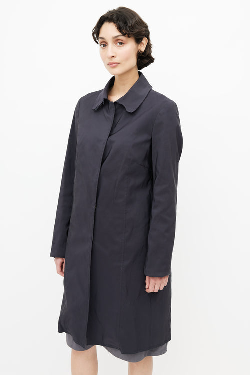 Jil Sander Navy Silk Lightweight Coat