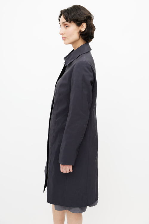 Jil Sander Navy Silk Lightweight Coat