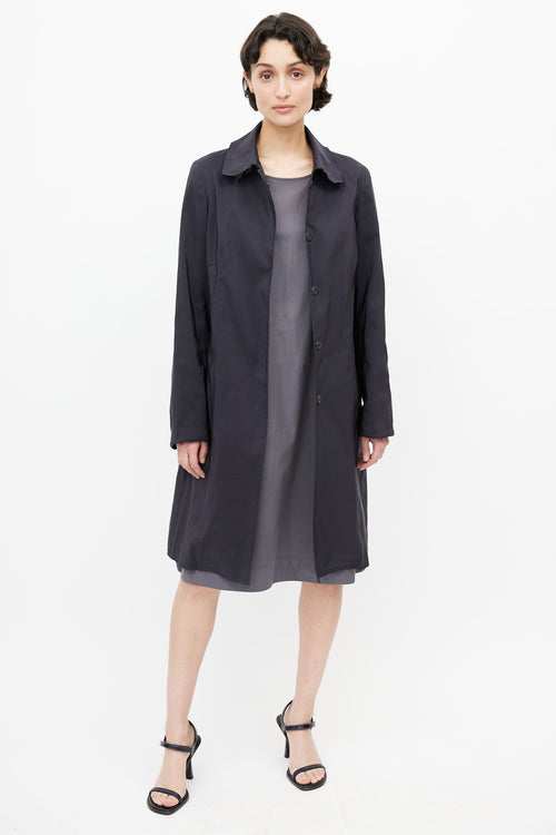 Jil Sander Navy Silk Lightweight Coat