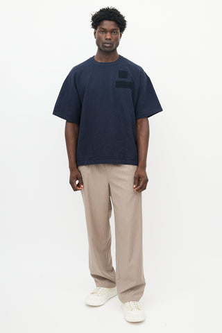 Jil Sander Navy Stretch Terry Crochet Patch T-shirt