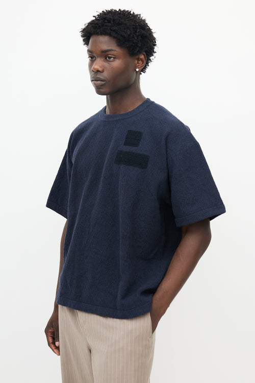 Jil Sander Navy Stretch Terry Crochet Patch T-shirt