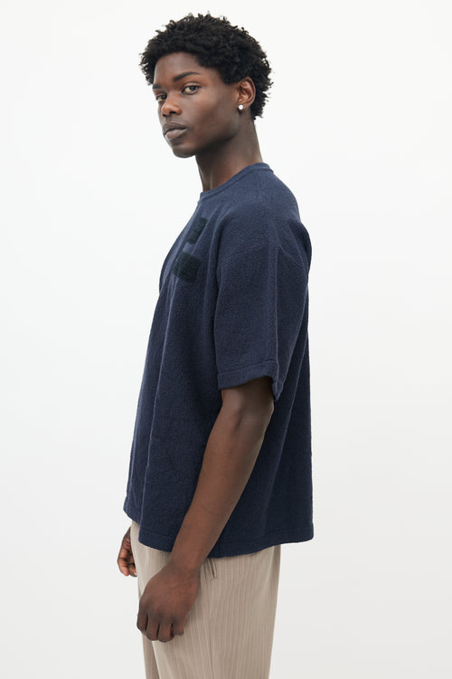 Jil Sander Navy Stretch Terry Crochet Patch T-shirt