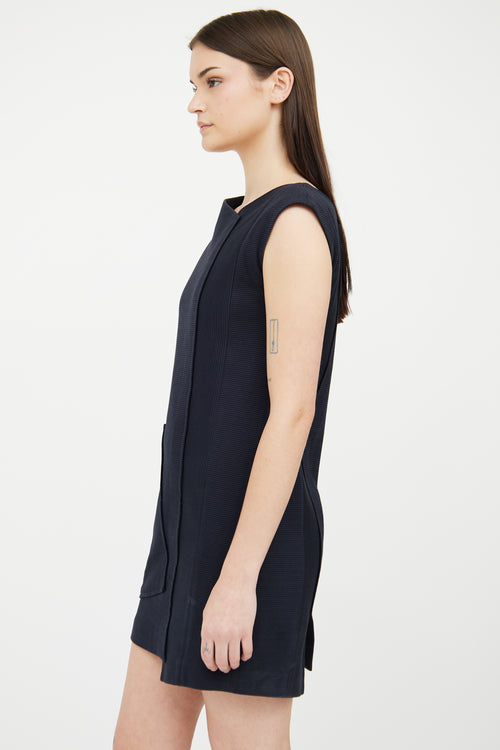 Jil Sander Navy Black Stripe Asymmetrical Dress