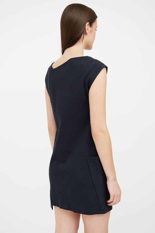 Jil Sander Navy Black Stripe Asymmetrical Dress