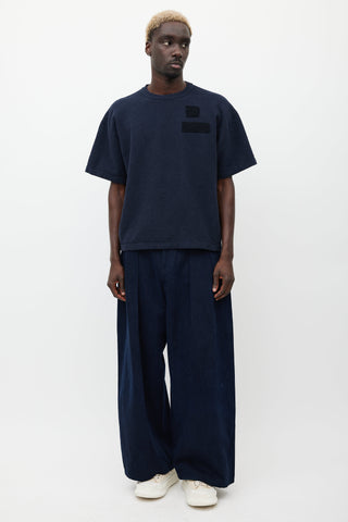 Jil Sander Navy Terry Cloth Patch T-Shirt