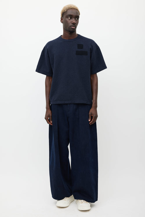 Jil Sander Navy Terry Cloth Patch T-Shirt