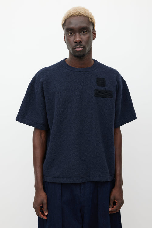 Jil Sander Navy Terry Cloth Patch T-Shirt