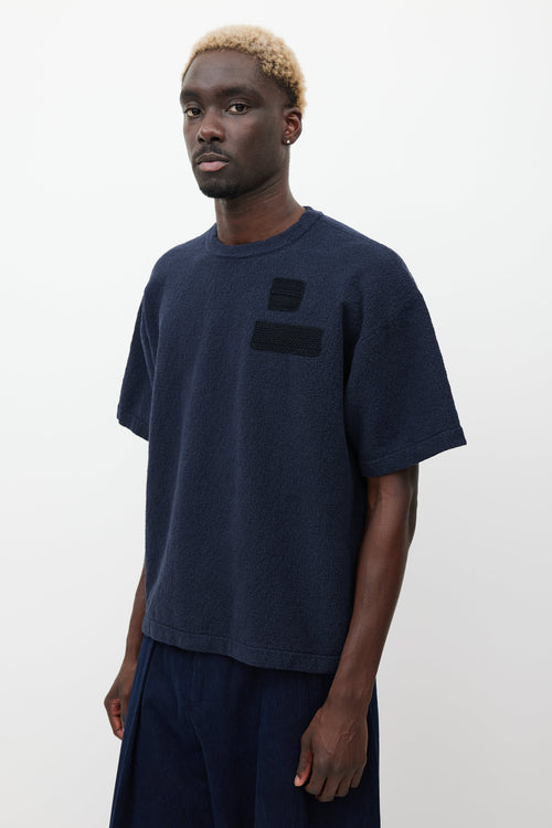 Jil Sander Navy Terry Cloth Patch T-Shirt