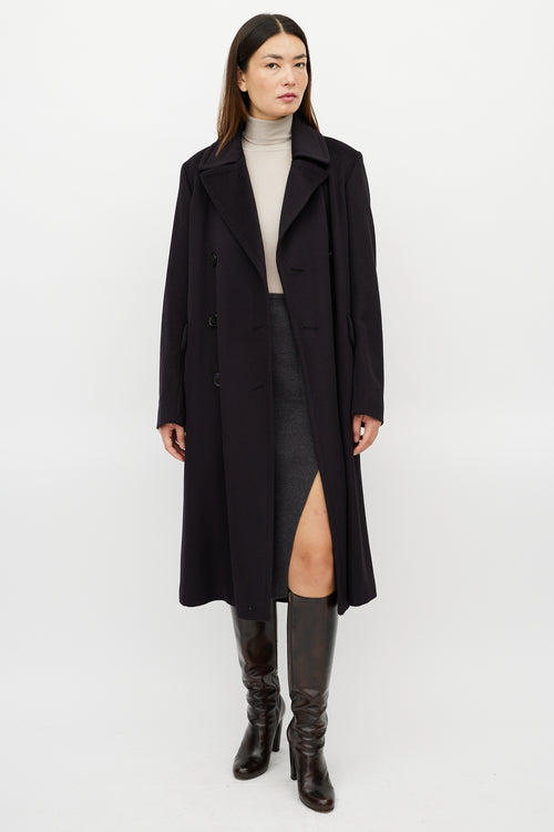 Jil Sander Navy Wool Double Breasted Coat