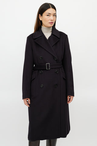 Jil Sander Navy Wool Double Breasted Coat