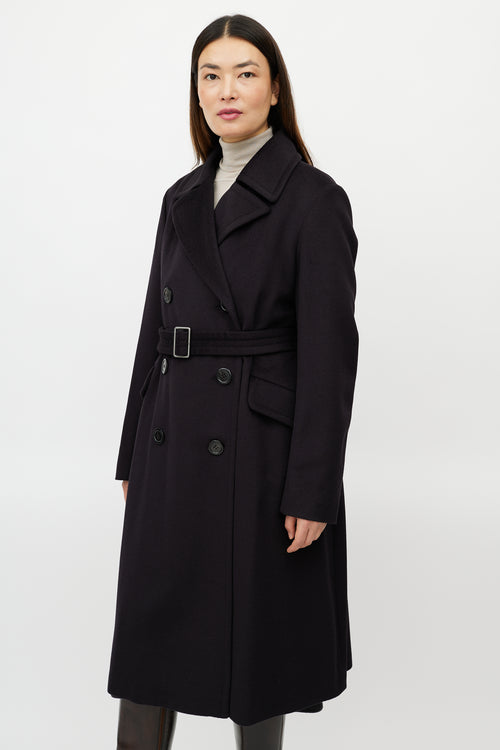 Jil Sander Navy Wool Double Breasted Coat