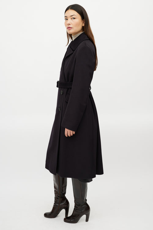 Jil Sander Navy Wool Double Breasted Coat