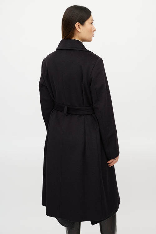 Jil Sander Navy Wool Double Breasted Coat