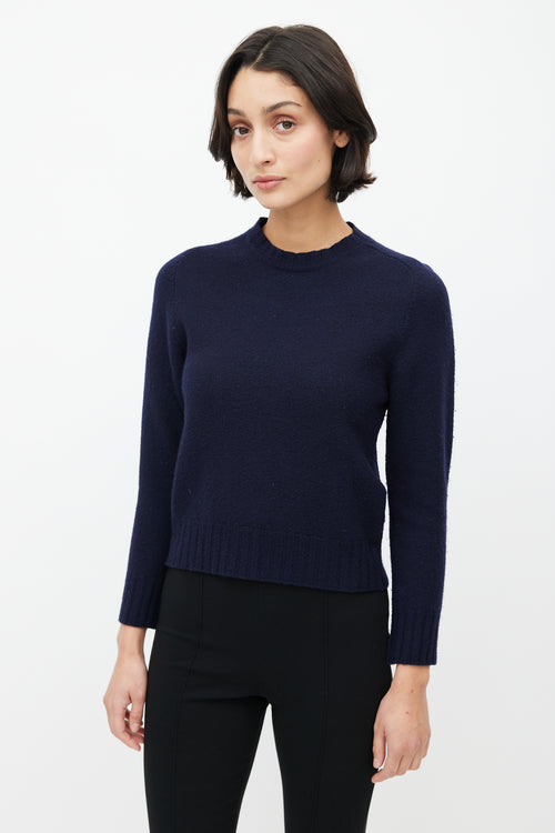 Jil Sander Navy Wool Knit Sweater