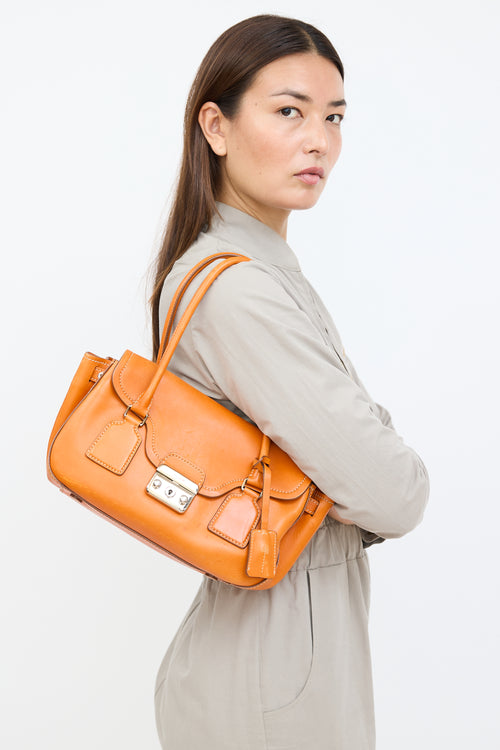 Orange Leather Shoulder Bag