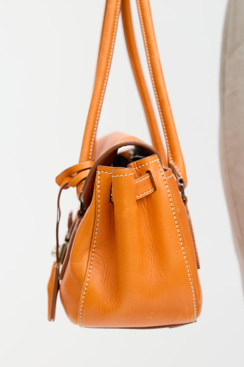 Orange Leather Shoulder Bag