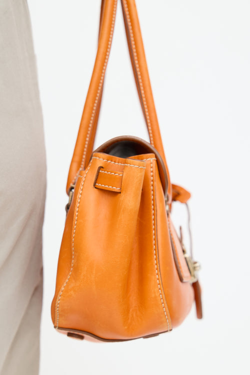 Orange Leather Shoulder Bag