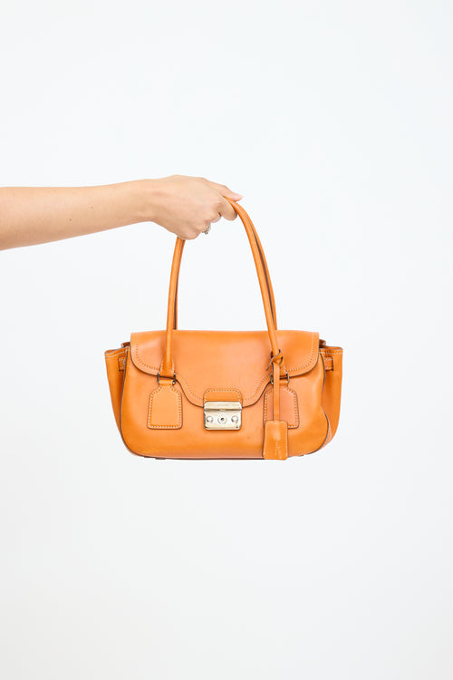 Orange Leather Shoulder Bag