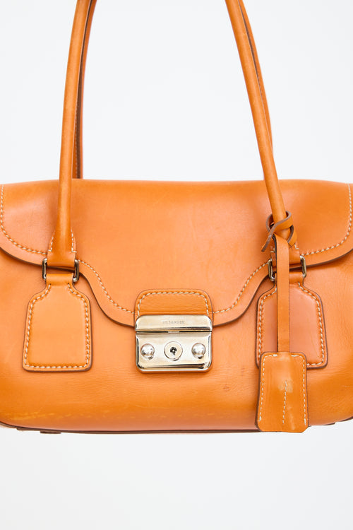 Orange Leather Shoulder Bag