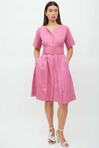 Jil Sander Pink Belted A-Line Dress