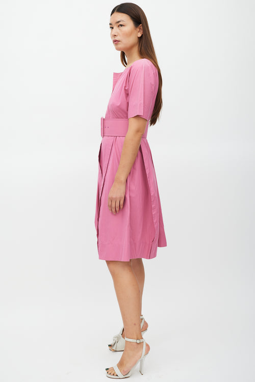 Jil Sander Pink Belted A-Line Dress