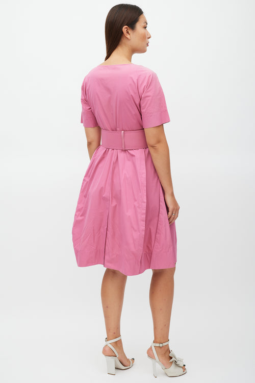 Jil Sander Pink Belted A-Line Dress