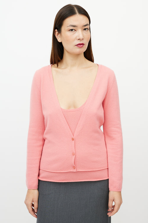 Jil Sander Pink Cashmere Tank 
Cardigan Set