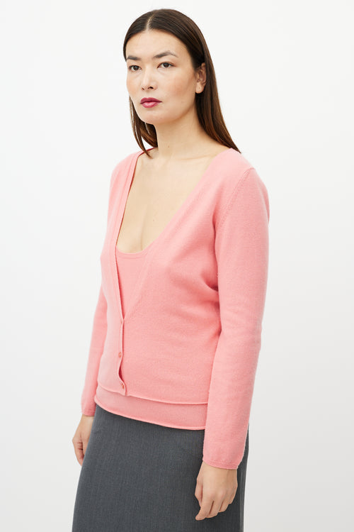 Jil Sander Pink Cashmere Tank 
Cardigan Set