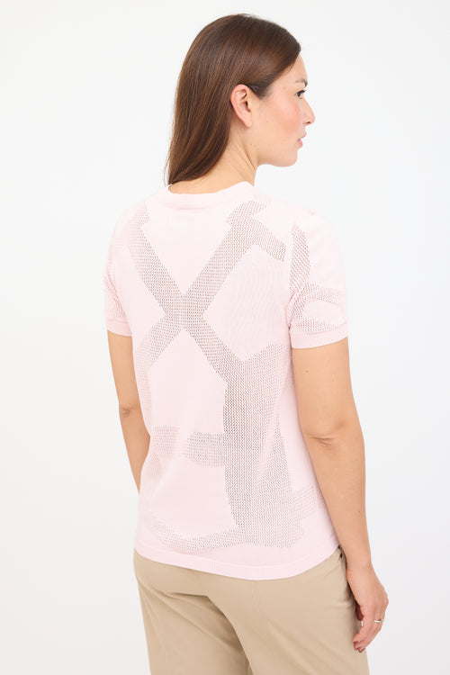 Jil Sander Pink Silk Knit V-Neck Top