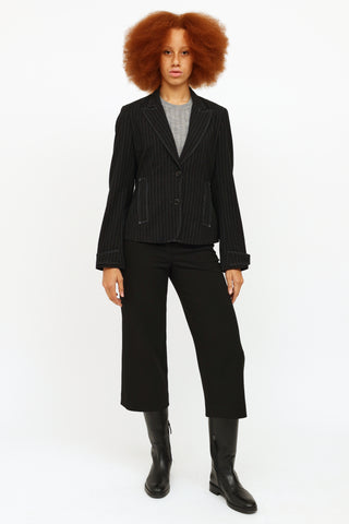 Jil Sander Black Pinstripe Wool Blazer