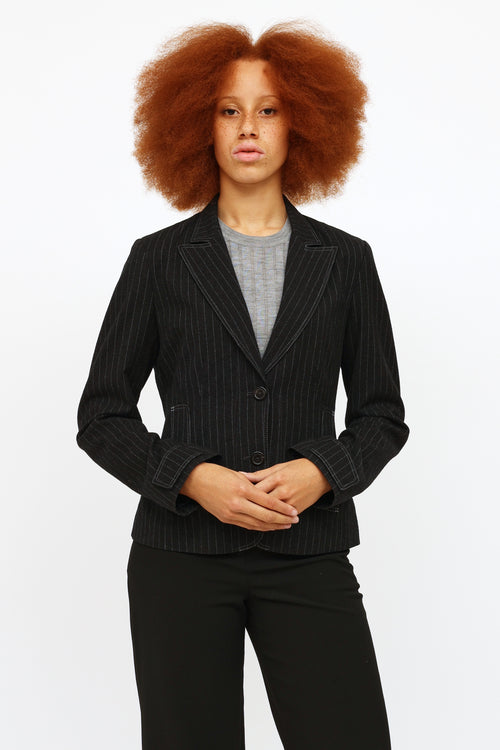 Jil Sander Black Pinstripe Wool Blazer