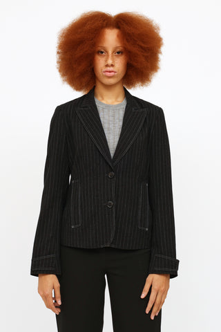 Jil Sander Black Pinstripe Wool Blazer