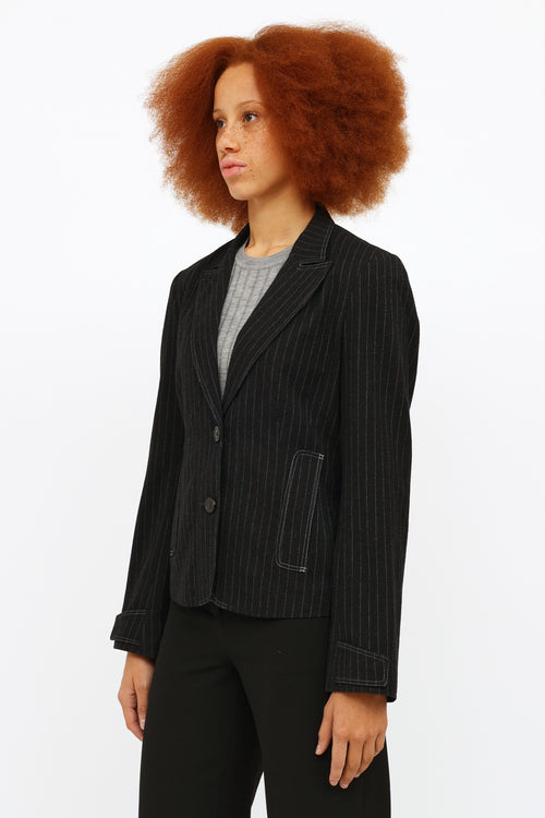 Jil Sander Black Pinstripe Wool Blazer