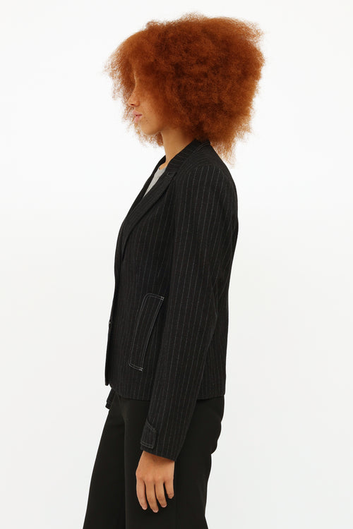 Jil Sander Black Pinstripe Wool Blazer