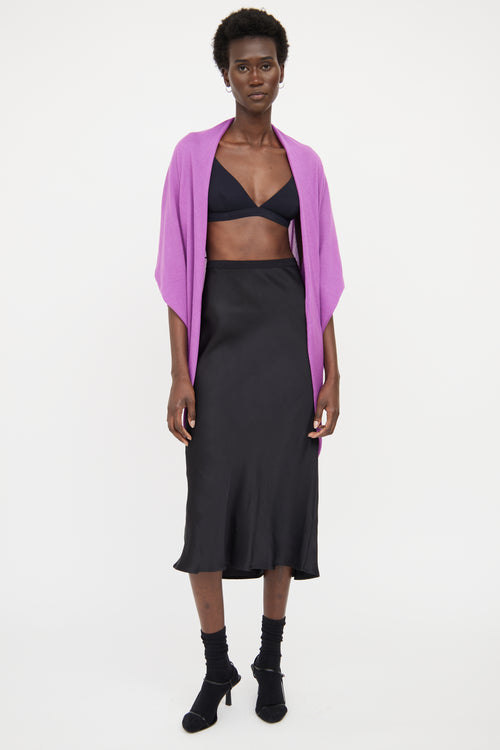 Jil Sander Purple Cashmere Draped Cardigan