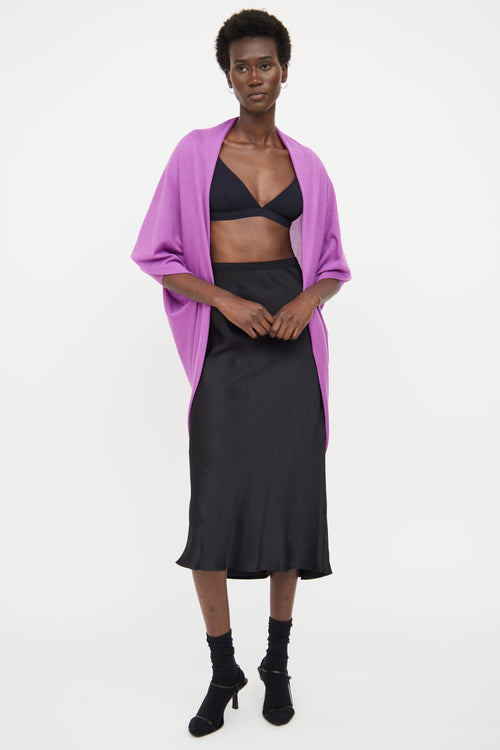 Jil Sander Purple Cashmere Draped Cardigan