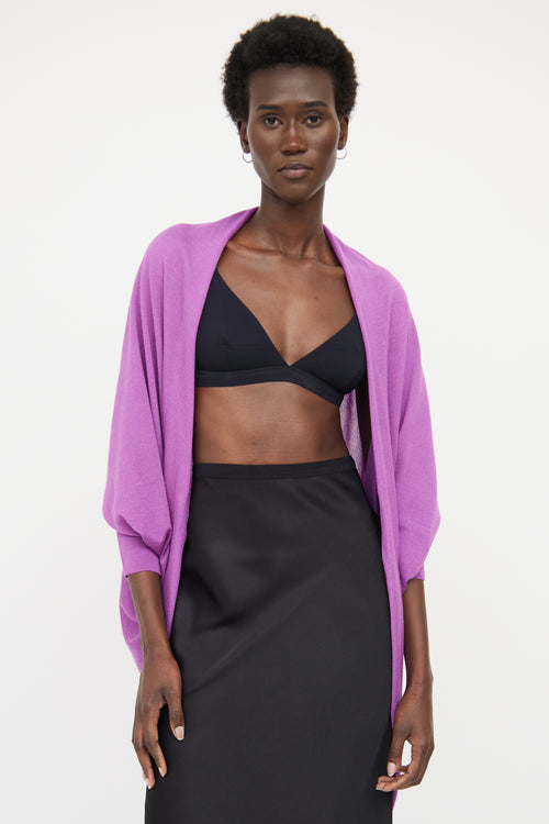 Jil Sander Purple Cashmere Draped Cardigan