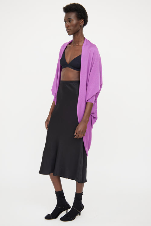 Jil Sander Purple Cashmere Draped Cardigan