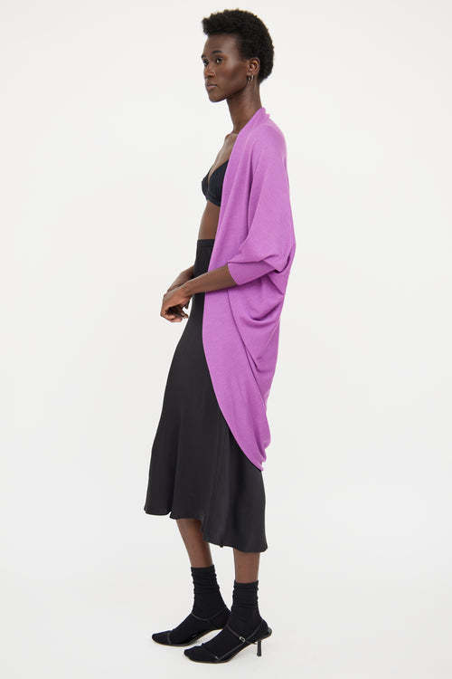 Jil Sander Purple Cashmere Draped Cardigan