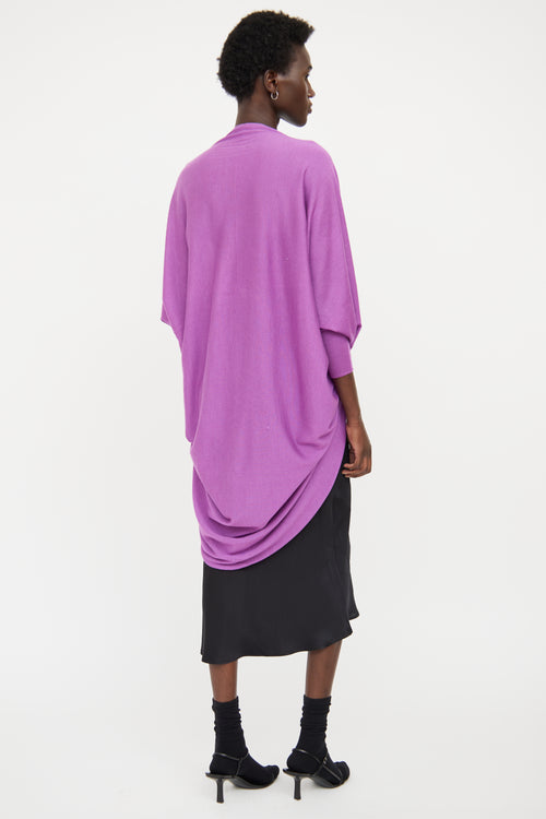 Jil Sander Purple Cashmere Draped Cardigan