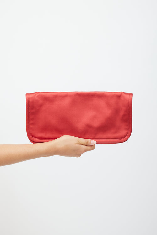 Jil Sander Red Satin Fold Over Clutch