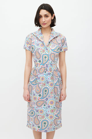 Jil Sander SS 2012 White 
Multicolour Paisley Dress